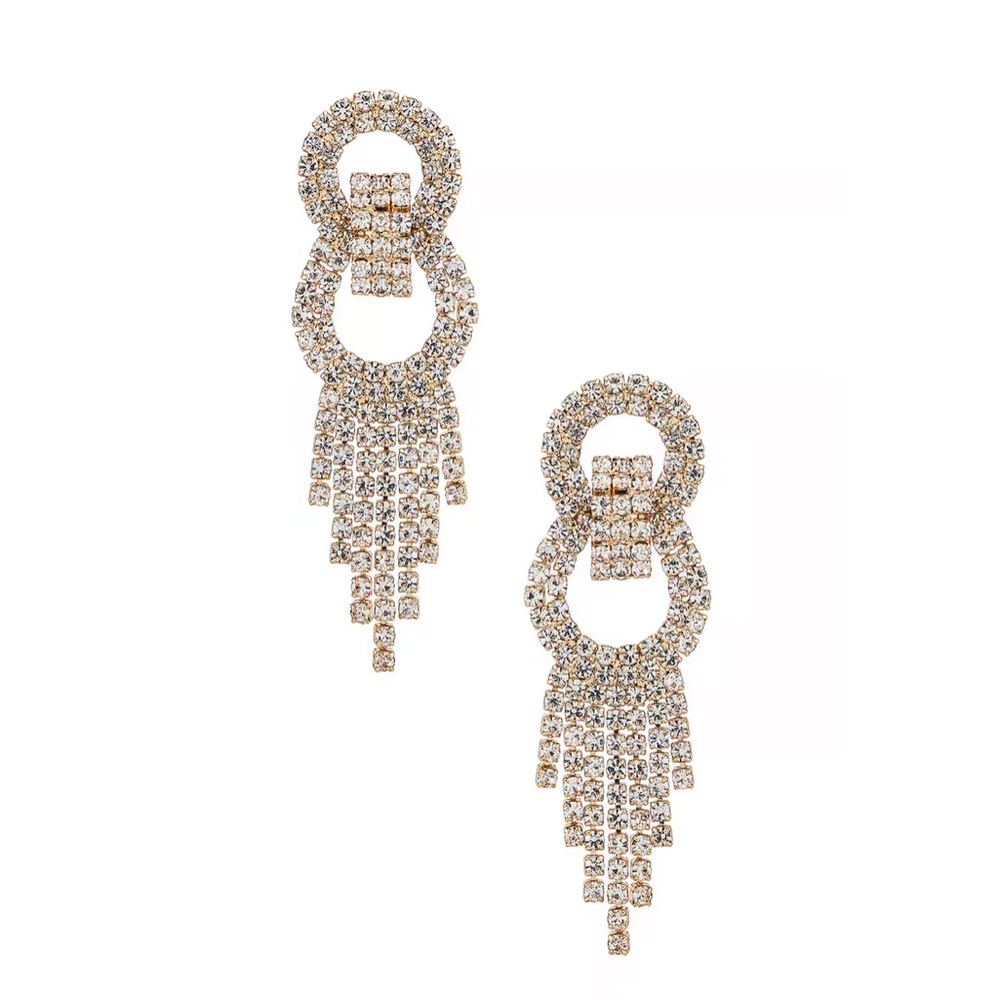 Ettika Gold Crystal Fringe Earrings